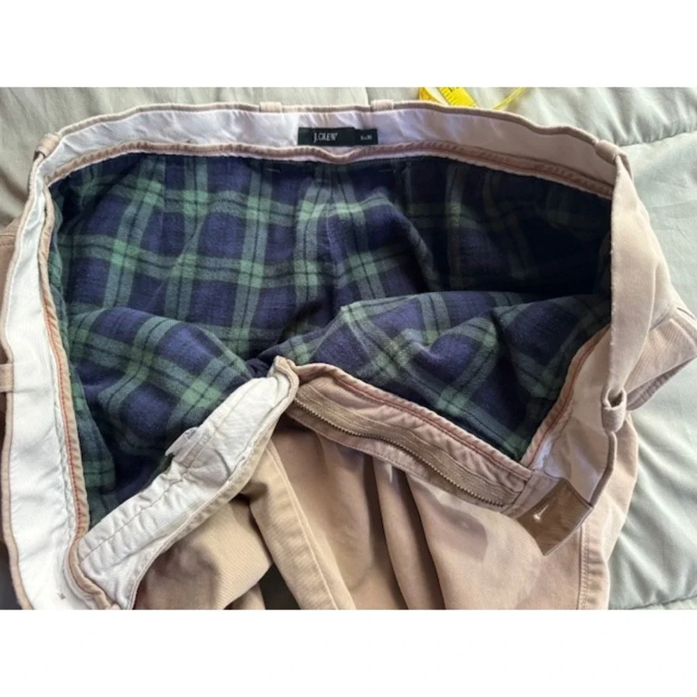 VTG J Crew Mens 36 x 30 Flannel Lined Khaki Chino Pants Tartan Plaid Y2K Grandpa